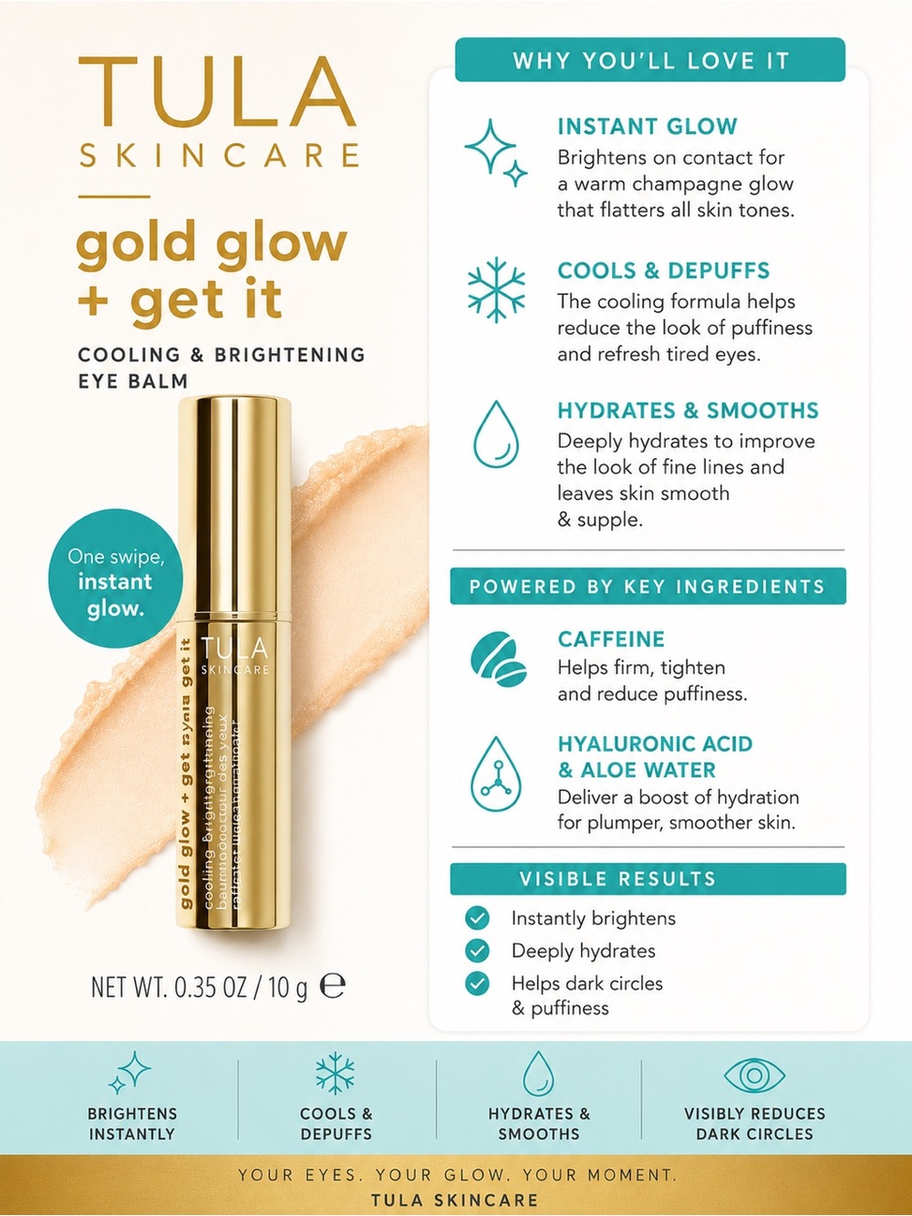 Tula Gold Glow Cooling & Brightening Eye Balm